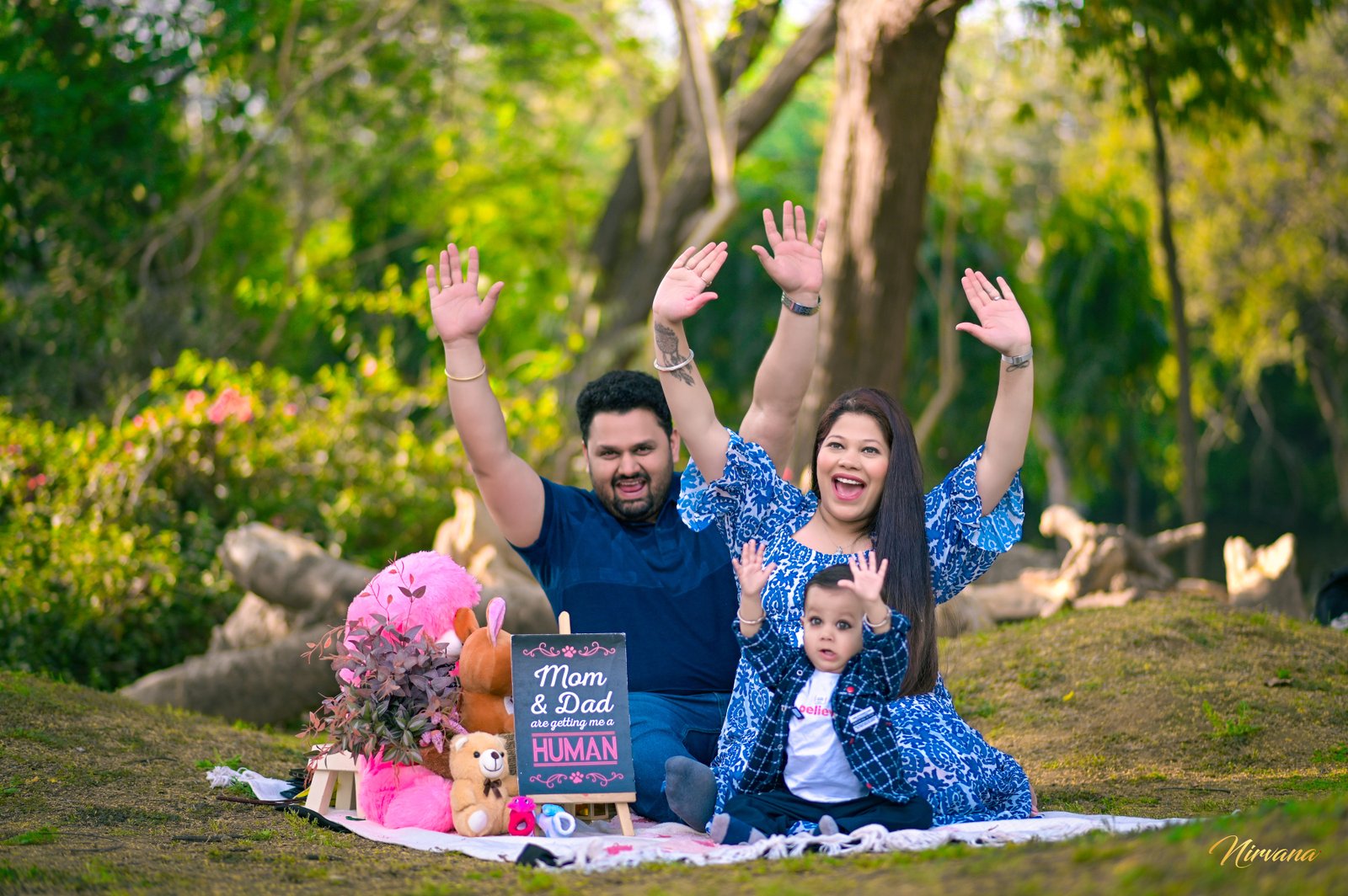 Parents and baby sharing a joyful family portrait moment Parents and baby sharing a joyful family portrait moment